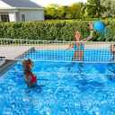 2 in 1 Pool Basketball Hoop and Volleyball Net Set LED Light Up Swimming Pool Basketball Hoop Poolside Basketball Goal Outdoor for Teens Adults Pool Toys Pool Games Activities