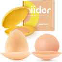 Niidor Adhesive Nipple Covers for Women Seamless Invisible Pasties Reusable Silicone Breast Petals for Daily Wear (Small, 2 Pairs-a-caramel)
