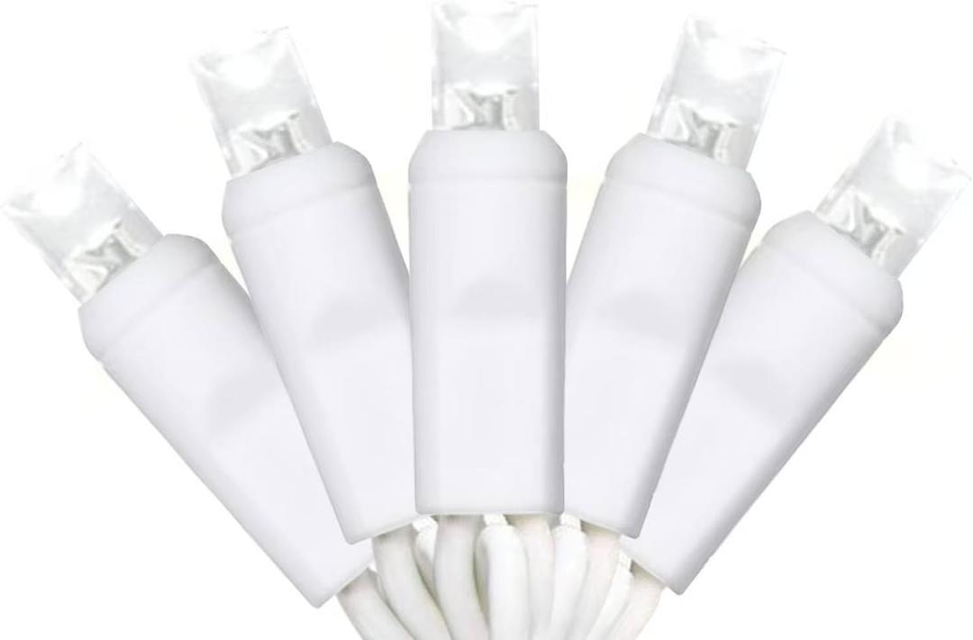 50 Counts Cool White LED Christmas Lights - 25ft Christmas Tree Lights Commercial Grade Outdoor Waterproof, White Wire Cool White Indoor Mini Plug in, 5mm Wide Angle Indoor for Xmas, UL Certified