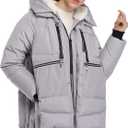 Women's Winter Thickened Down Jackets Long Down Coats Warm Parka with Hood (Medium, Silver)