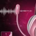 syndesmos CM7002 Gaming Headset for PS5, PS4, PC, Mac, Switch, Xbox Series, Surround Sound RGB Gaming Headphones with Noise Canceling Microphone, 50MM Dynamic Drivers, 3.5MM Audio Jack, Light Pink