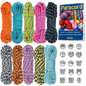 MONOBIN Micro Paracord，2mm 10Colors 20FT Paracord Combo Kit with Paracord Instructions and Charms ​for Making Paracord Bracelets, Lanyards, Jewelry Making