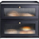 Sunhoo Bread Box for Kitchen Countertop Wooden Bread Storage Container Bin 2 Layer Breadbox Holder Large Capacity Keeper Vintage Farmhouse Food Organizer Pantry Shelf Acrylic Window（Black）