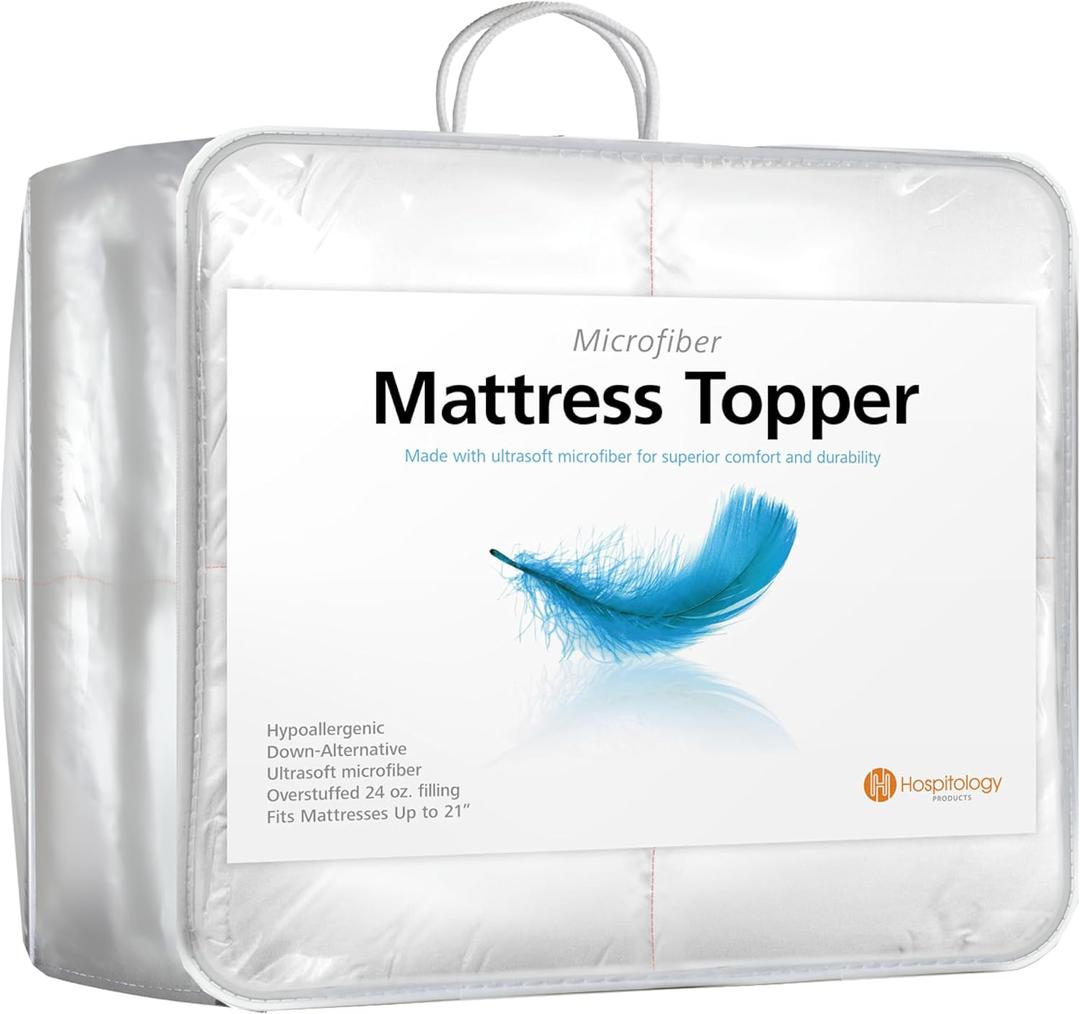HOSPITOLOGY PRODUCTS Hypoallergenic Mattress Cover- Overstuffed - Deep Pocket - Goose Down Alternative Pillow Top Mattress Topper Twin XL - 39" W x 80" L