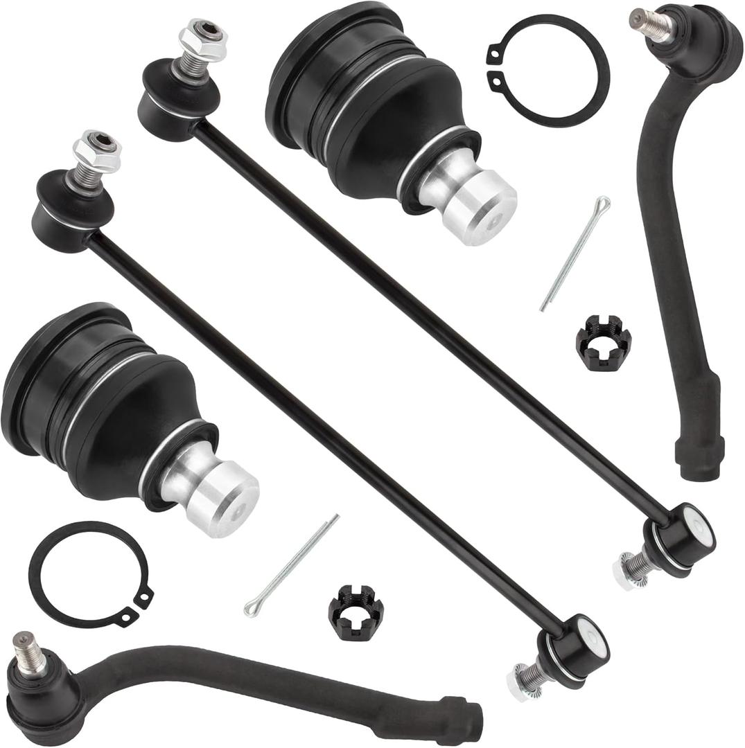 6pcs Lower Ball Joints Outer Tie Rod Ends Front Sway Bar End Links Kit for 2007-2012 for Hyundai Santa Fe 2011-2013 for Kia Sorento K90375 K750204 K750205 ES800035 ES800055