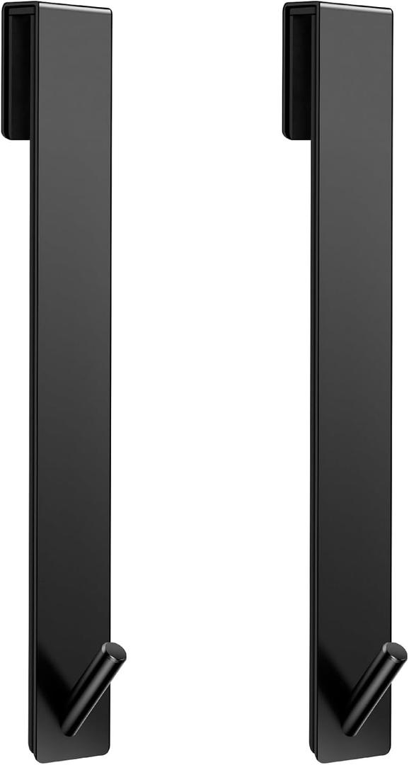 Shower Door Hooks(10 Inch),Extended Over Door Hooks for Bathroom Frameless Glass Shower Door,Stainless Steel Towel Hooks,Heavy Duty Rack Hooks for Robe,Towel-2 Pack-Black