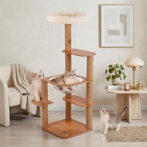 45'' Cat Tree for Indoor Cats with Space Capsule, Multi-Level Cat Tower with Sisal Scratching Posts, 6 Level Cat Climbing Activity Center for Kittens and Adult Cats