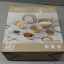 COOK WITH COLOR Mixing Bowls with Lids - 12 Piece Plastic Nesting Bowls Set includes 6 Prep Bowls and 6 Lids, Microwave Safe Mixing Bowl Set, Brown Embossed