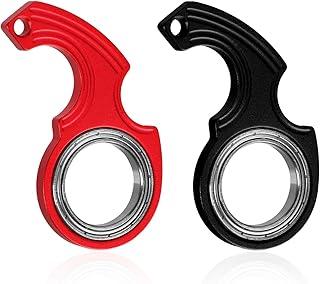 2pcs Pack of 3 Keychain Spinner Toy, Keychain Spinner Portable Keychain Spinner Fidget Key Ring Spinner for Teens Adults Finger Exercise Anxiety Relief (Black, Red)