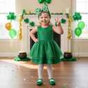 2 x Baby Girl Bows Newborn Headband 0-6 Months Infant Big Bows for Birthday/Baby Shower/Photography/Baby Gifts (Green & four-leaf clover)