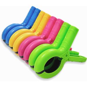 Storage Bag Included, 8 Pcs Large Beach Towel Clips for Beach/Pool/Cruise Chairs, Heavy-Duty, Clothes pins, Windproof, 4 Bright Colors