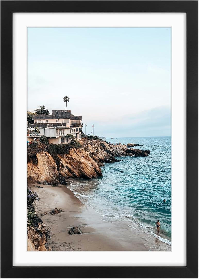 Frametory 13x19 Frame with Mat for 11x17, Real Glass, Black