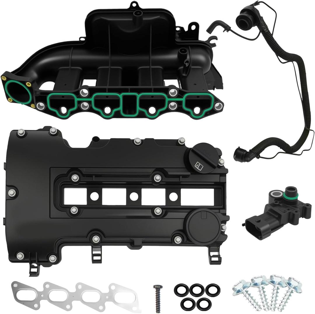 Engine Intake Manifold & Valve Cover Kit Compatible with Chevy Cruze Sonic Trax Volt Buick Encore 1.4 2011-2021 Replace# 615-380 25198498 25200449 55573746 55577314