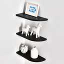 WELLAND Floating Corner Shelves Wall Mounted Display Shelf Set of 3 for Bathroom, Bedroom, Living Room, Kitchen, Office and More(Black)