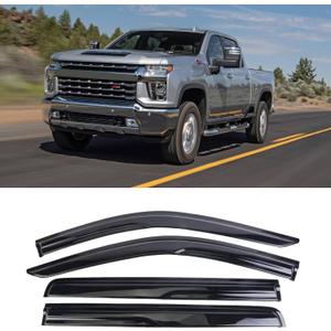 Outside Mount Durable Rain Guards Window Visors Fits 2019-2023 Chevy Silverado/GMC Sierra 1500 2500HD 3500HD Crew Cab,Wind Deflector