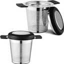 2 Pack Tea Strainers for Loose Tea Stainless Steel Fine Mesh Steeper & Infuser with Large Capacity Tea Diffuser Basket and Lid Fits for Cup