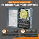T101 Mechanical Timer Switch,120V 40A SPST,2HP for Outdoor Light Timer, Water Heater, HVAC & Pool Pump 12 ON/Off Cycles, Switch T101 for Light Lighting Water Heater Fan and HVAC Systems