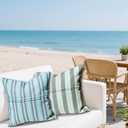 Pack of 2 Spring Outdoor Waterproof Pillow Covers 18x18 Coastal Hampton Style Decorative Outdoor Throw Pillows Garden Square Cases for Patio Furniture, Couch, Bench, Green And White Striped