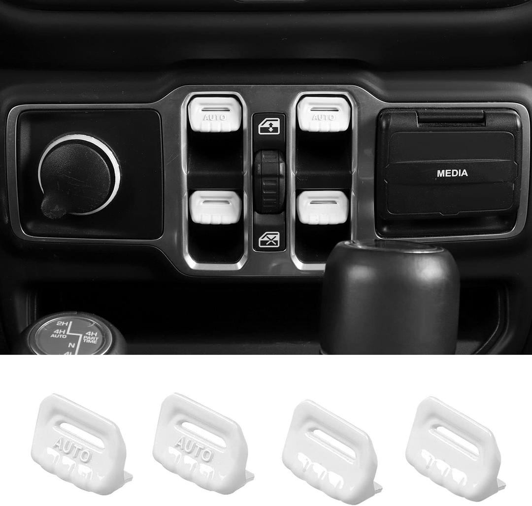 Window Switch Button Cover Trim Interior Accessories Fit for 2018-2026 Jeep Wrangler JL JLU & Gladiator JT(White)
