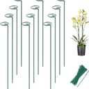 Joyhalo 12 Pack Plant Support Stakes 24 Inch, Plant Stakes, Flower Stakes with 24 Twist Ties, Garden Sticks for Plants Iris, Dahlia, Gladiolus, Amaryllis, Rose, Sunflower, Tomato, Sapling Etc