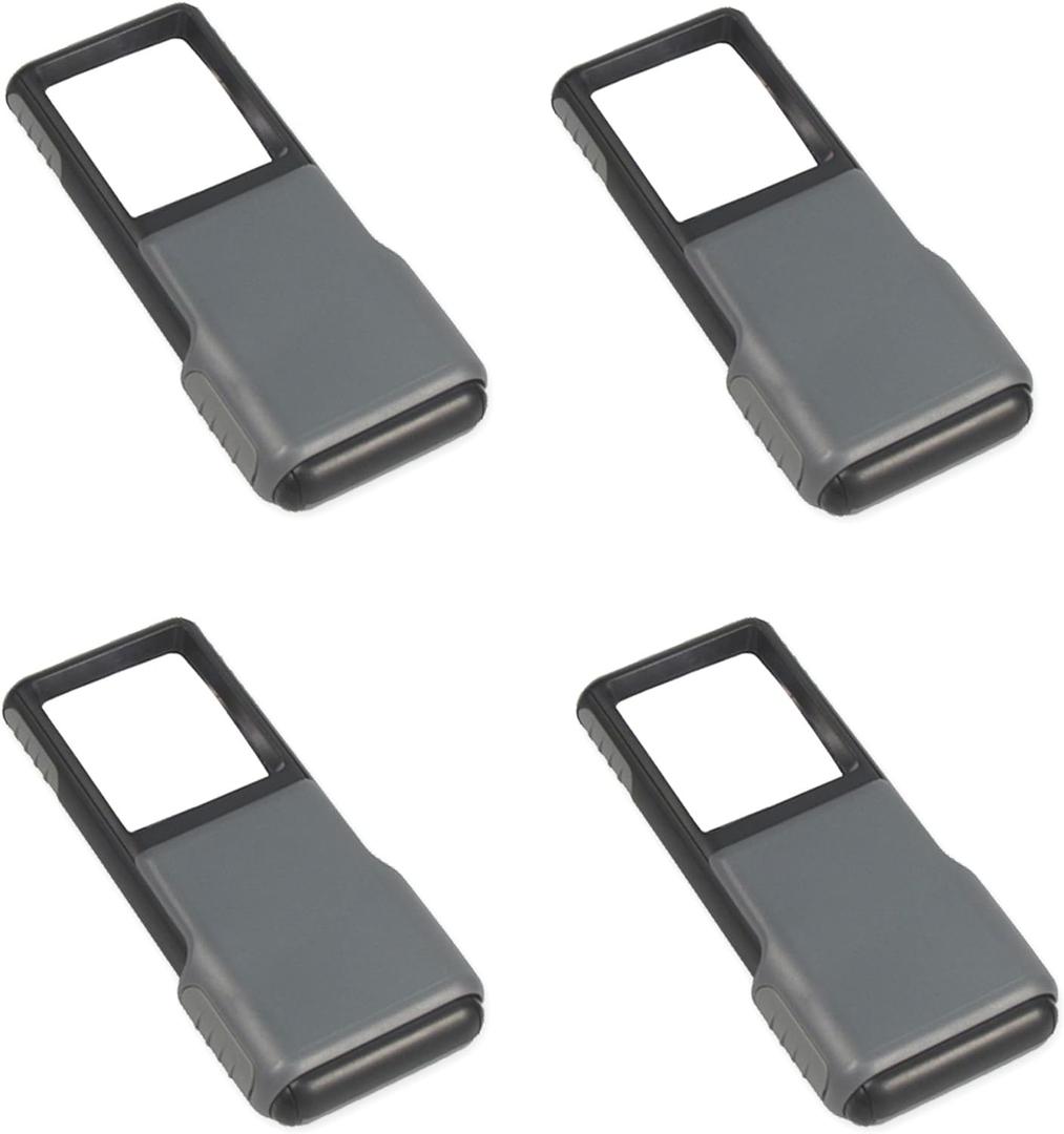 Carson 5x MiniBrite LED Lighted Slide-Out Aspheric Magnifier with Protective Sleeve - Set of 4 (PO-55MU),Gray