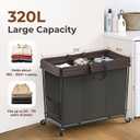 Mefirt 320L Laundry Hamper with Wheels, 3 Section Large Rolling Laundry Basket Bag with Wheels, Clothes Hamper Cart for Laundry, Bedroom, Bathroom and Dorm