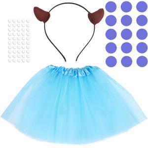 Blue Cookie Monster Costume Set Cookie Monster Cosplay Outfit Tutu Skirt Ear Headband Stickers for Party Dress Up