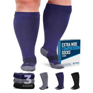Doctor's Select 3 Pairs Plus Size Compression Socks Wide Calf  XL