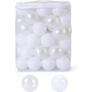 GOGOSO Ball Pit Balls Pack of 50 - White Balls BPA&Phthalate Free Non-Toxic Crush Proof Play Balls Soft Plastic Balls for Toddlers Baby Kids Birthday Pool Tent Party (2.75inches)