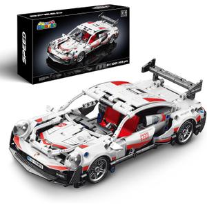 1:18 Technic Super Sports Cars Model Sets - 455 PCS Black Gold MOC Building Block Car Raceing Engineering Toys - Gift Idea for Adults Boys Girls for Play and Display Collection (White)