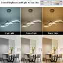 Modern LED Chandelier Dining Room Pendant Light Dimmable Creative Chandelier Remote Control Color/Brightness 3000-6000K Adjustable Hanging Lamp for Bedroom Living Room Kitchen 50W (Silver)