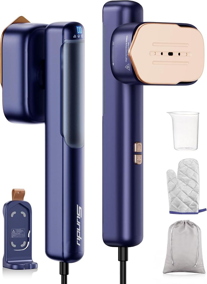 Smart Travel Steamer for Clothes, 100V-240V Portable Iron, 15s Fast Heat Up, 2 in 1 Steamer & Iron, LED Display, 100ml Lrge Water Tank, Compact Travel Size for Worldwide & European Use Azure