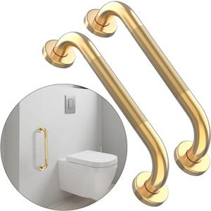 20 Inch Anti Slip Shower Grab Bar Gold, Munzong 2 Pack Bathroom Grab Bar, Knurled Bathroom Balance Bar,Safety Hand Rail Support Handicap Elderly Injury Senior Assist Bath Handle