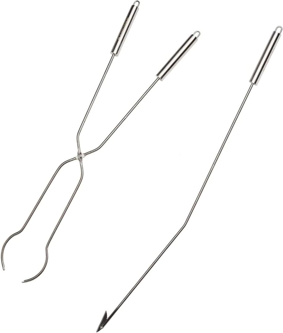 Solo Stove Fire Pit Tools – 2-Piece Set Includes 36.5" Fire Pit Poker and 32" Wood Tongs – Stainless Steel Grabber Tools for Outdoor Campfires, Bonfires, and Fire Pit Accessories
