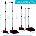 PHYEX 2-Pack Broom and Dustpan Combo Set, with 48" Adjustable Long Stainless Handles, Stand Up Dustpan with Self-Cleaning Teeth, Ideal for Home, Office, Kitchen, Indoor & Outdoor Use, Black