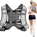 Weighted Vest, 6lb/8lb/12lb/16lb/20lb/25lb/30lb Weight Vest with Reflective Stripe, Weighted Vest for Men Women Workout Equipment for Strength Training, Running, Jogging, Fitness, Weight Loss (PU-Silver)