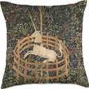 The Hunt of the Unicorn or the Unicorn Tapestries Throw Pillow (18x18)