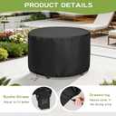 Round Patio Bar Height Table and Chair Cover 90 Inch, Outdoor Round Tall High Patio Table Cover for Patio Rounds Furniture, Patio Set Covers Waterproof Outdoor - 90 X 43 Inch, Black