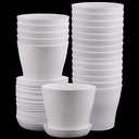 ZEONHAK 20 Pack 5.5 Inches Plastic Planters with Saucers, Modern Decorative Flower Plant Pots, Decorative Gardening Pots with Drainage for Plants, Succulents, Seed Nursery, Flower, White