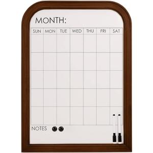 Dry Erase Calendar for Wall, Magnetic Calendar Whiteboard Monthly with Decorative Solid Wood Frame, White Board Calendar for Home or Office to Keep Track of to-Do Lists, 17"*23", Walnut