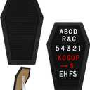 2 Pieces Black Felt Coffin Letter Board Felt Changeable Letter Board with Letters and Numbers 270 Gothic Decor Message Board for Halloween Party, Home, Office, Bistro and School, 10 x 6 Inch