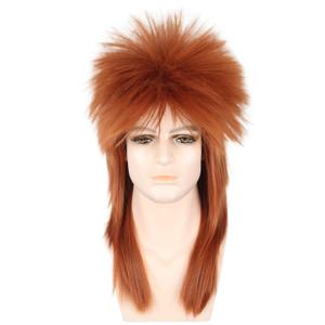 Orange Spiked Mullet Wigs for Men and Women 80s Heavy Metal Punk Rocker Wigs Halloween Costumes Funny Wig