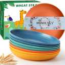 Homienly Wheat Straw Plates Dinner Plates Set of 8, Alternative to Plastic Plates-9 inch Unbreakable Plates Set with Textured Design Microwave and Dishwasher Safe Wheat Straw Plates for Kitchen-Multi