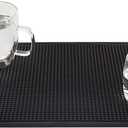 Tebery 2 Pack Black Bar Mat, 18" x 12" Rubber Dish Drying Mat for Countertop, Non Slip Cocktail Service Spill Mats for Bartending, Coffee Bar Mats Accessories for Home Kitchen