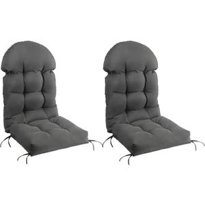FUNBERRY Adirondack Chair Cushions Set of 2, Thicken Comfy Cushions for Rocker Non Slip Fade Shield Waterproof High Back with Ties (Grey)