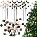6 Pcs 14 Inch Christmas Tree Picks Velvet Christmas Ornaments Spheres Ball Pick Velvet Xmas Tree Branches Hanging Decoration Wreath Home Office Party Ornament (Brown, Green, Beige)