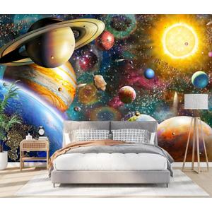 PYFFYP- Color Planet Wallpaper Ceiling wall murals for Kids Room(Not Peel and Stick) (157" x 102", P024)