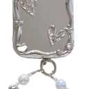 Electroplate Mirror Soft Case for iPhone X/iPhone Xs 5.8 inch,Soft TPU Wave Frame Shiny Make UP Mirror Creative Shockproof Full-Body Protection Women Girls Case with Bracelet Chain-Heart