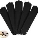 20'' Replacement Fan Blades for 52 Ceiling Fan Waterproof Weatherproof Blades Replacement for Broken Substitution Indoor Outdoor Summer(Black,5 Pcs)