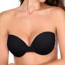 JOATEAY Adhesive Bra Backless Strapless Sticky Push Up Reusable Invisible Lift Padded Non-Slip (Black) B